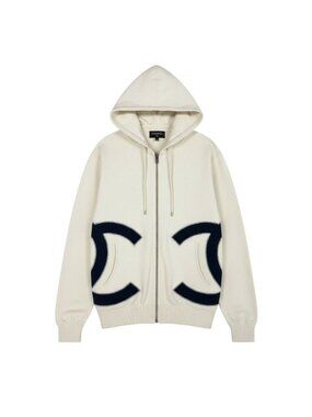 CHANEL | Tops | Chanel Silver And Black Zip Up Cardigan With